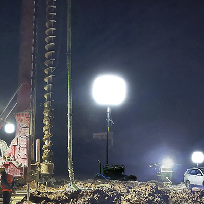 Hand Crank Tripod LED Outdoor Balloon Lampu 600W Mobile Light Tower Untuk Kontraktor