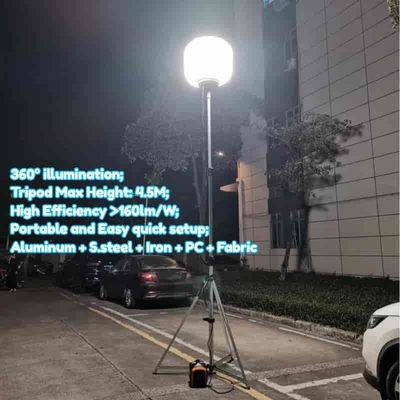 Penerangan 360° 60W 100W 120W 320W Lampu LED Balon Bebas Silau pada Tripod untuk Lokasi Konstruksi