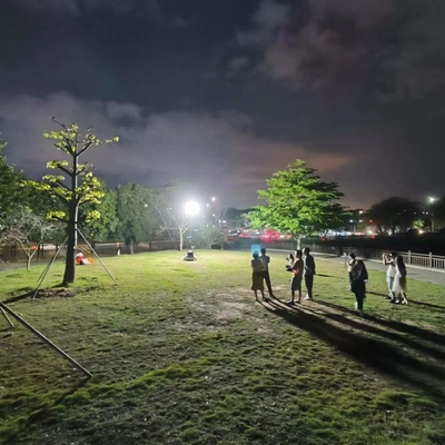 600W Putih Emitting Warna Area Keamanan Trolley Pencahayaan Glare Free Balon Lampu Menara