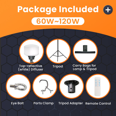 5000 Jam Lampu Led Balon 60W 100W LED Menara Lampu Untuk Partai Kamp