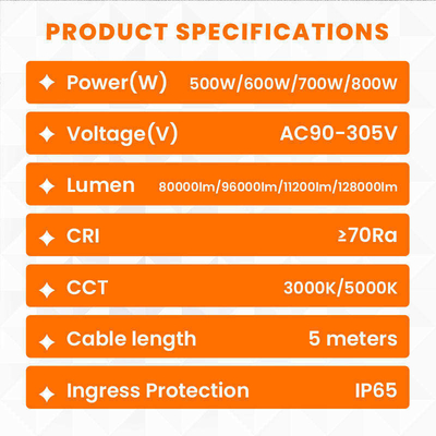 Lampu Balon LED 500W IP65 50000 Jam 160lm/W AC90-305V